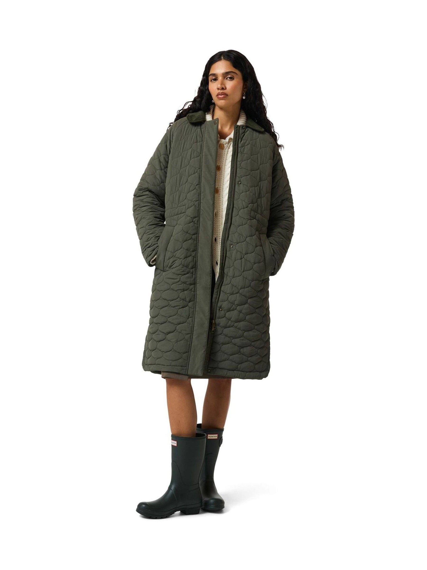 Hunter Women's Dark Green Somerset Quilted Overcoat In | : Large - Image 3