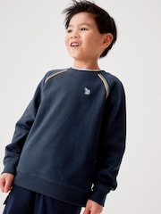 Paul Smith Jungen-Sweatshirt mit Rundhalsausschnitt und Künstlerstreifen in Marineblau - Image 1 of 7