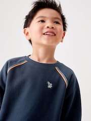 Paul Smith Jungen-Sweatshirt mit Rundhalsausschnitt und Künstlerstreifen in Marineblau - Image 3 of 7
