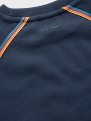 Paul Smith Jungen-Sweatshirt mit Rundhalsausschnitt und Künstlerstreifen in Marineblau - Image 6 of 7
