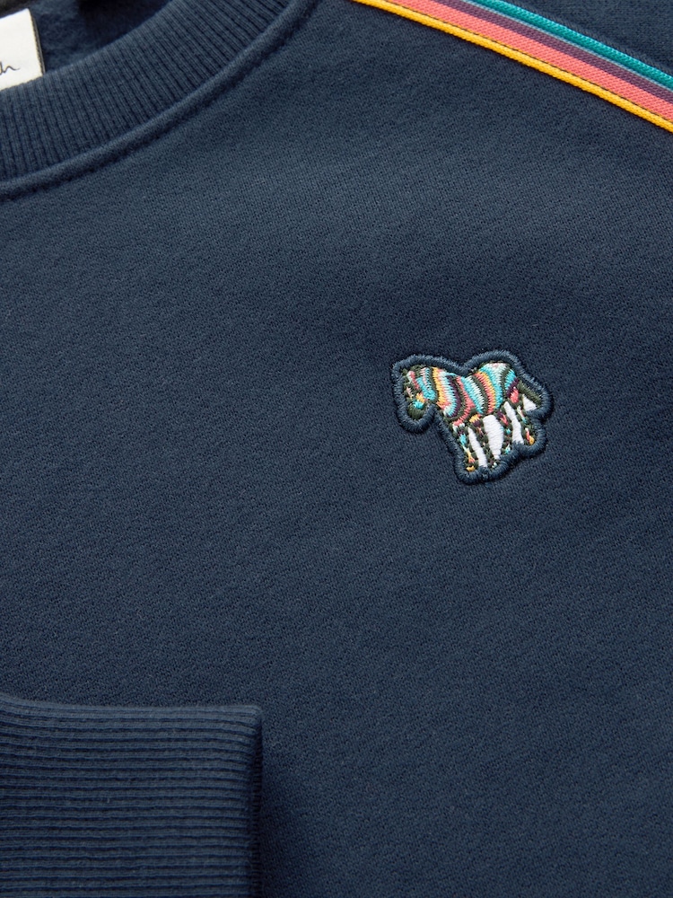 Paul Smith Jungen-Sweatshirt mit Rundhalsausschnitt und Künstlerstreifen in Marineblau - Image 7 of 7