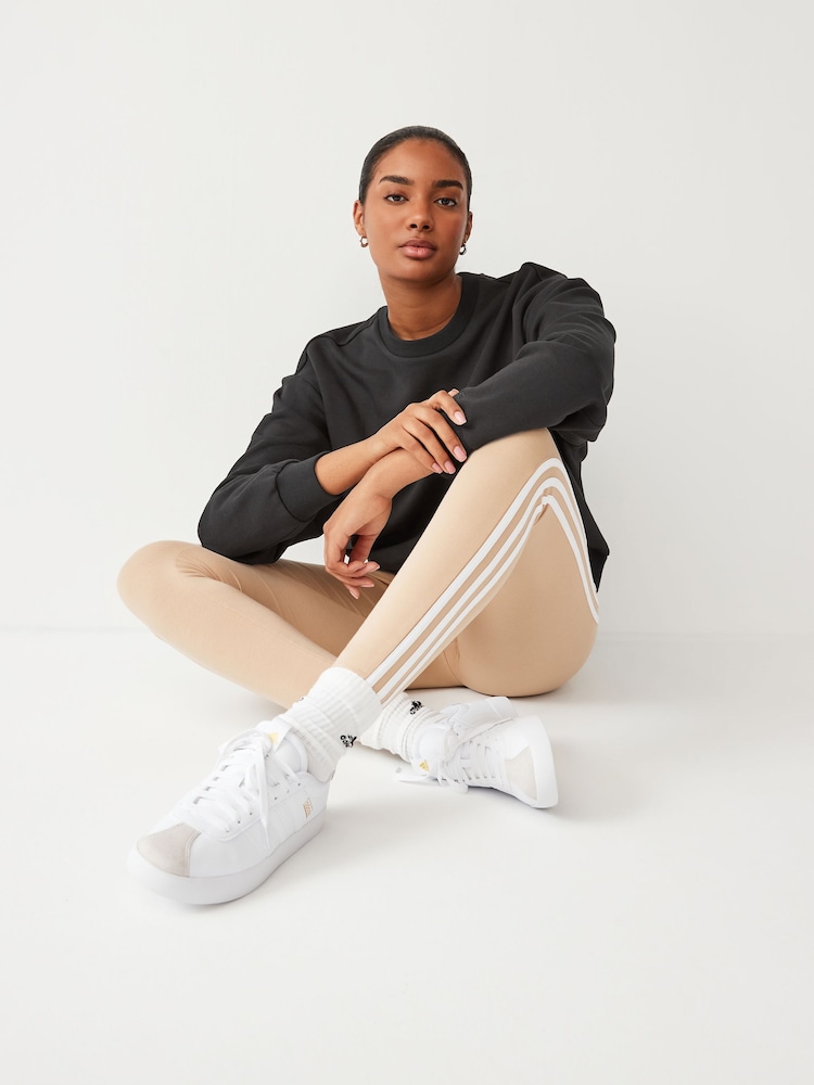 adidas Brown Sportswear 3 Stripes Leggings - Image 2 of 5
