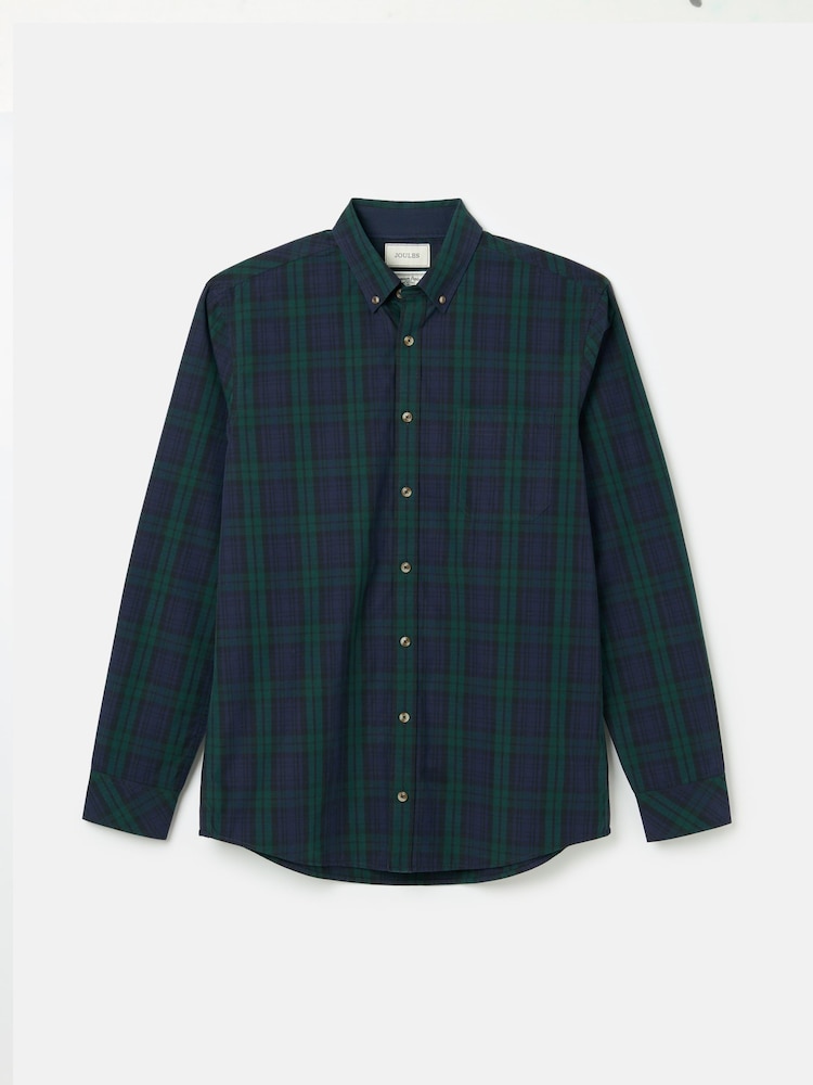 Joules Abbott Navy Blue Checked Cotton Poplin Shirt - Image 8 of 8