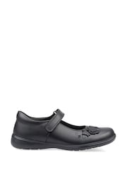 Inicio Rite Wish Rip-Tape Cuero negro Bonitos zapatos escolares F & G Fit - Imagen 1 de 4