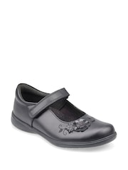 Inicio Rite Wish Rip-Tape Cuero negro Bonitos zapatos escolares F & G Fit - Imagen 2 de 4