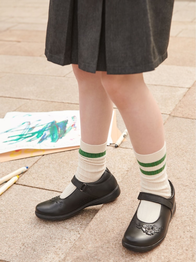Inicio Rite Wish Rip-Tape Cuero negro Bonitos zapatos escolares F & G Fit - Imagen 4 de 4