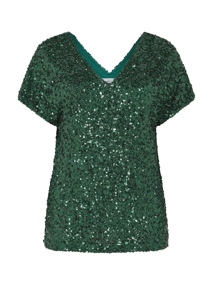 Yours Curve Green London Sequin Top - Image 4 of 4 Yours Curve Green London Sequin Top - Image 4 of 4