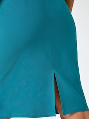 Roman Turquoise Blue Pull On Stretch Pencil Skirt - Image 5 of 5