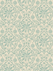 Joules Cream Duck Egg Blue Indienne Palm 10M Wallpaper - Image 3 of 5