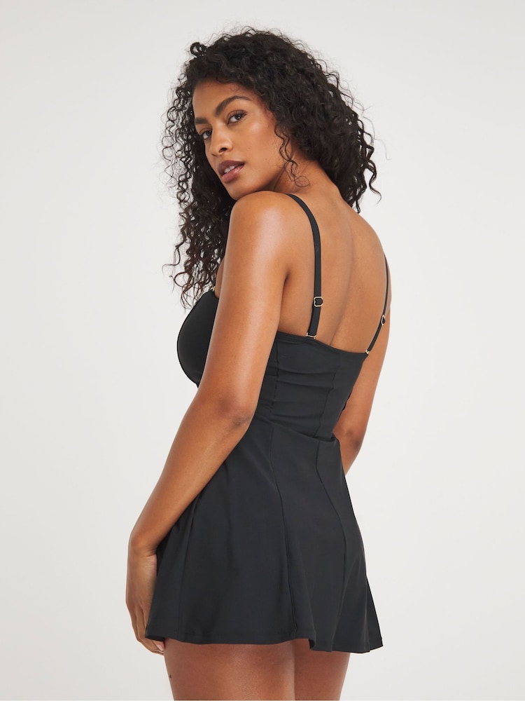 Simply Be schwarzes figurformendes Bandeau-Badekleid - Bild 2 von 4