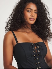 Simply Be schwarzes figurformendes Bandeau-Badekleid - Bild 4 von 4