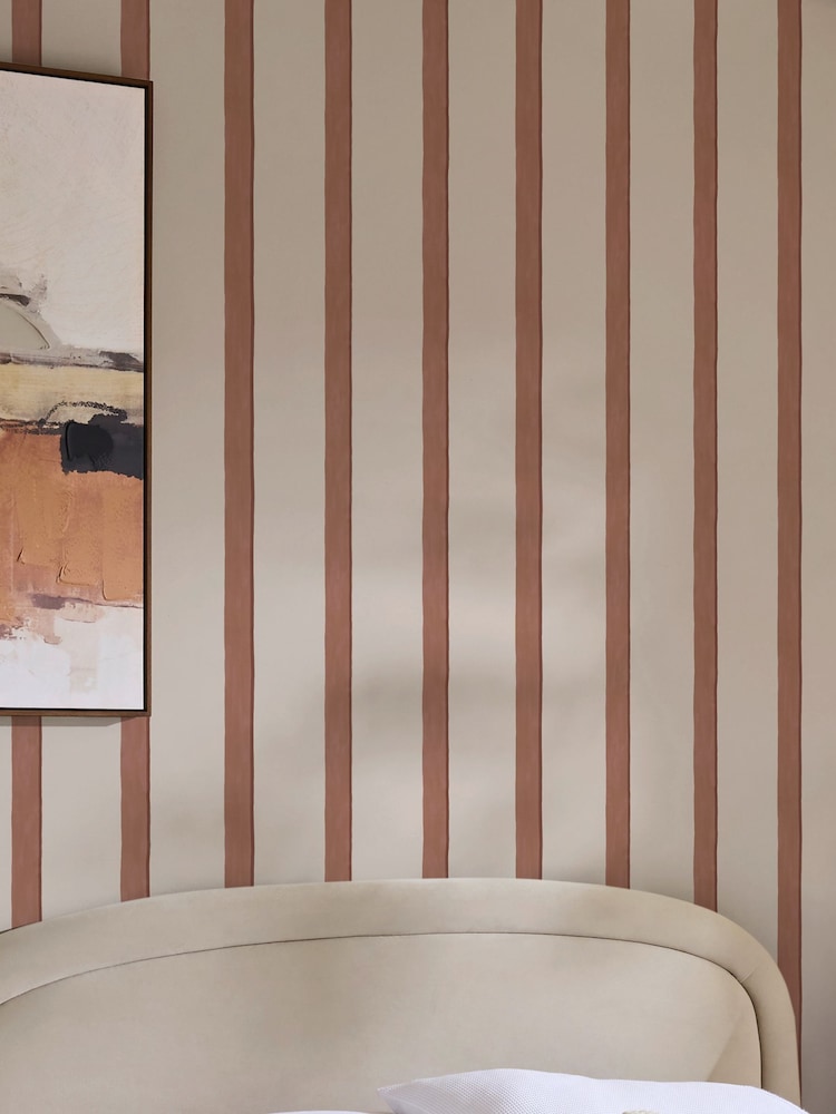 Rust Painted Stripe 10M Wallpaper - Image 2 of 5