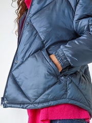 Roman Blue Diamond Quilted Puffer Coat - Image 5 of 5