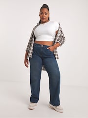 Simply Be Blue Mid Vintage Wash 24/7 Dad Jeans - Image 1 of 4