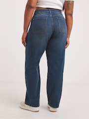 Simply Be Blue Mid Vintage Wash 24/7 Dad Jeans - Image 2 of 4