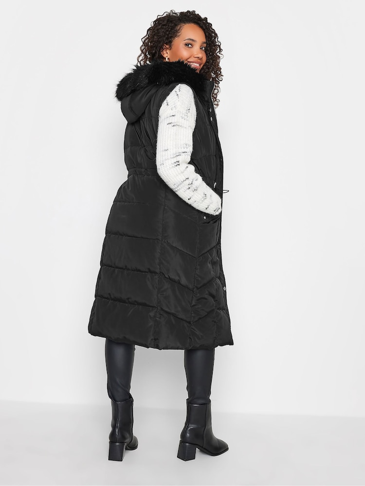 M&Co Black Faux Fur Trim Padded Gilet - Image 2 of 5
