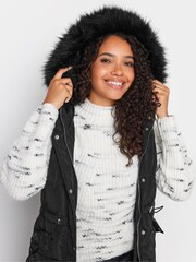 M&Co Black Faux Fur Trim Padded Gilet - Image 5 of 5