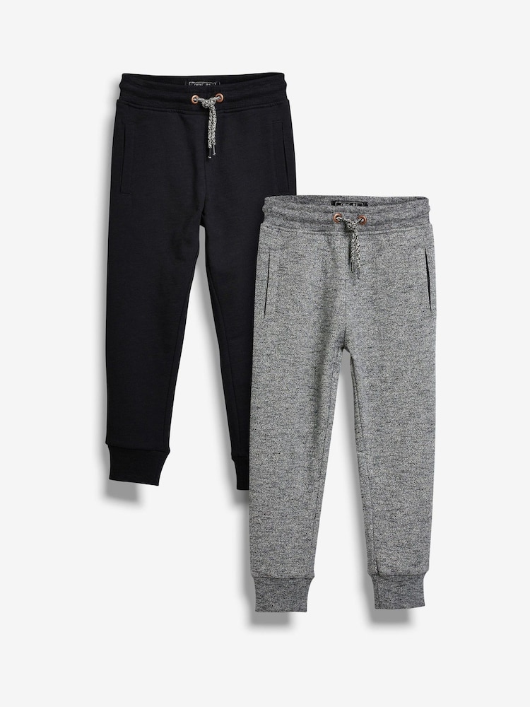 Black/Grey Slim Fit Joggers 2 Pack (3-16yrs) - Image 1 of 5