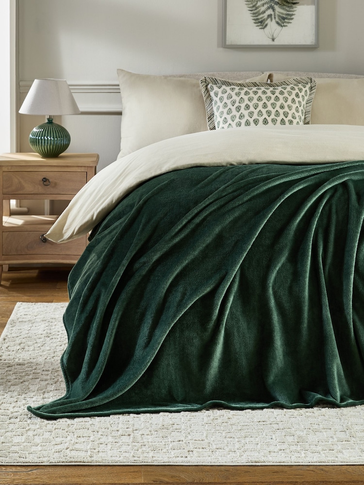 Green Plush Fleece Throw - Image 1 of 4