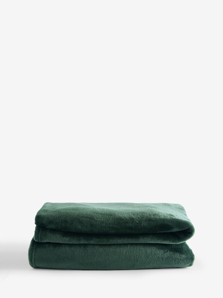 Green Plush Fleece Throw - Image 4 of 4