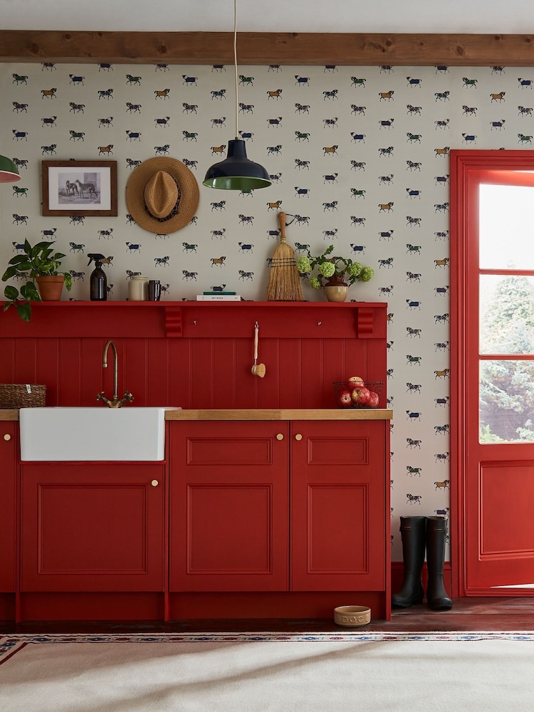 Joules Cream Regal Horse Print 10M Wallpaper - Image 1 of 4 Joules Cream Regal Horse Print 10M Wallpaper - Image 1 of 4