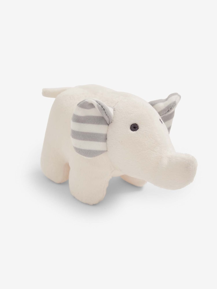 JoJo Maman Bébé White Elephant Soft Rattle Toy - Image 1 of 3