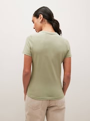 Sage Green Essential Pure Cotton Short Sleeve Crew Neck T-Shirt - Image 2 of 4