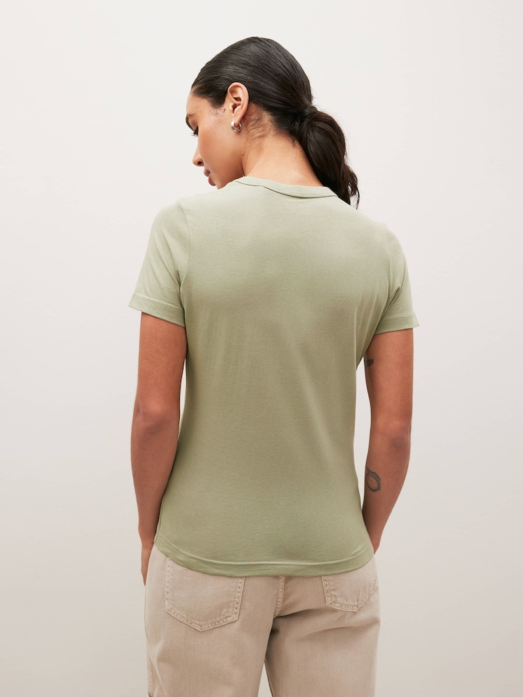 Sage Green Essential Pure Cotton Short Sleeve Crew Neck T-Shirt - Image 2 of 4