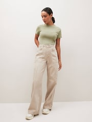 Sage Green Essential Pure Cotton Short Sleeve Crew Neck T-Shirt - Image 3 of 4