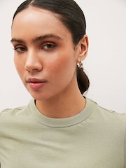 Sage Green Essential Pure Cotton Short Sleeve Crew Neck T-Shirt - Image 4 of 4