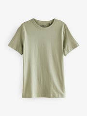 Sage Green Essential Pure Cotton Short Sleeve Crew Neck T-Shirt - Image 5 of 6
