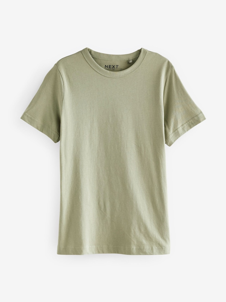 Sage Green Essential Pure Cotton Short Sleeve Crew Neck T-Shirt - Image 5 of 6