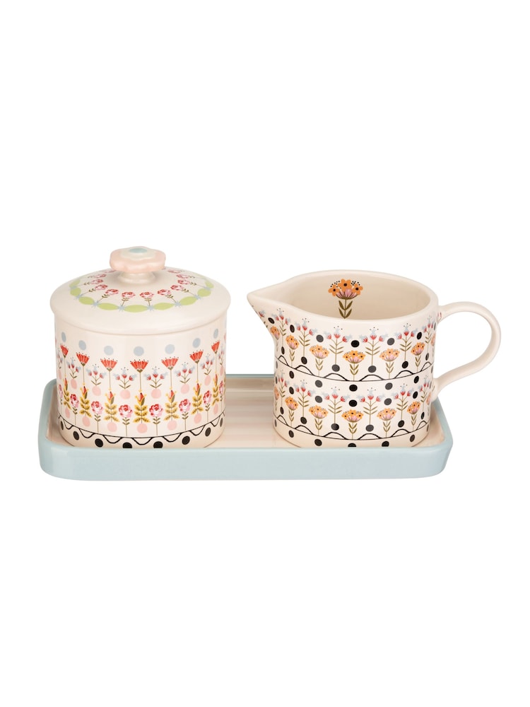 Cath Kidston Cream Ceramic Sugar & Milk Jug Set - Image 1 of 5