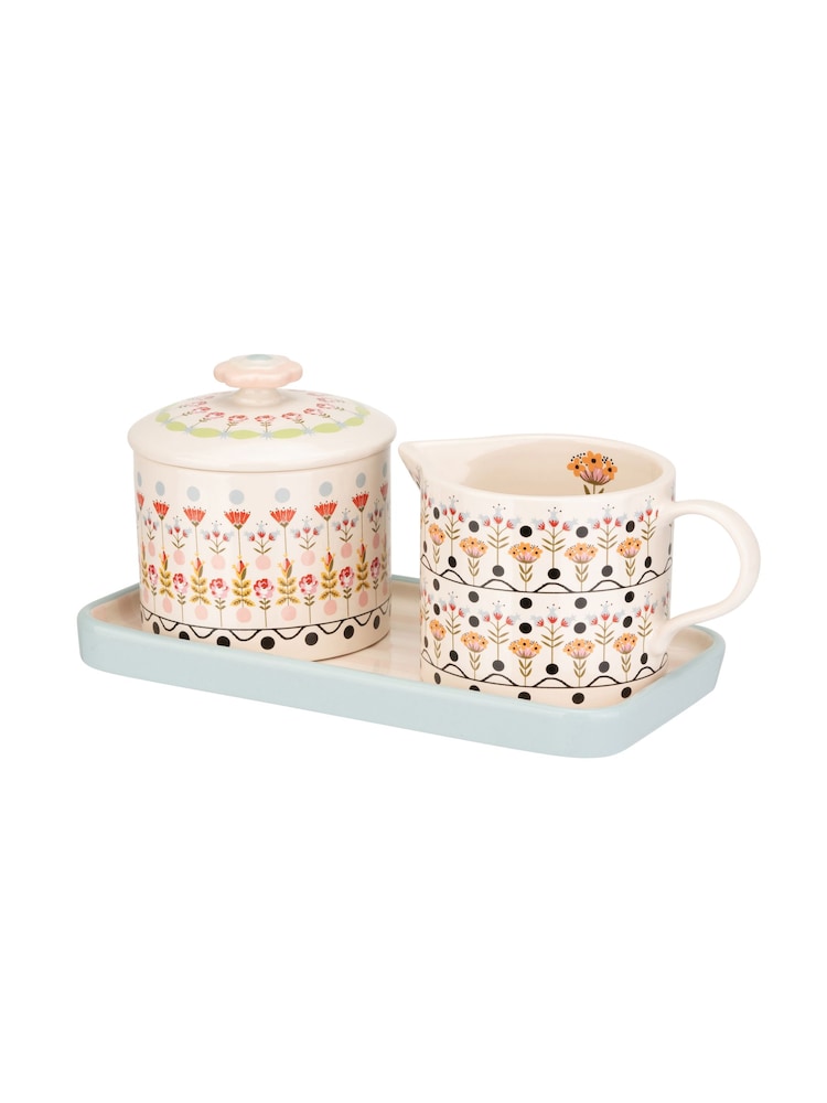 Cath Kidston Cream Ceramic Sugar & Milk Jug Set - Image 2 of 5