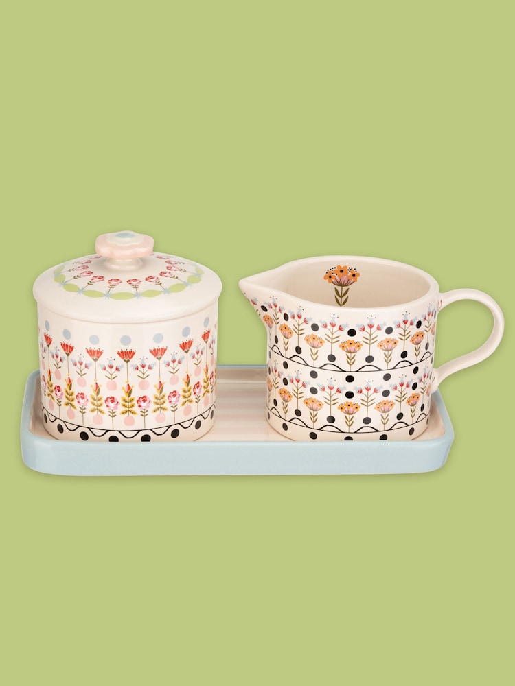 Cath Kidston Cream Ceramic Sugar & Milk Jug Set - Image 5 of 5