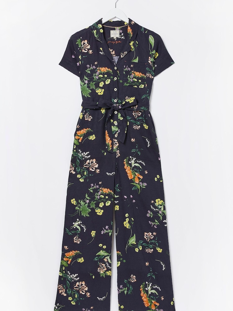 FatFace Blue National Forest Acre Linen Jumpsuit - Image 1 of 1