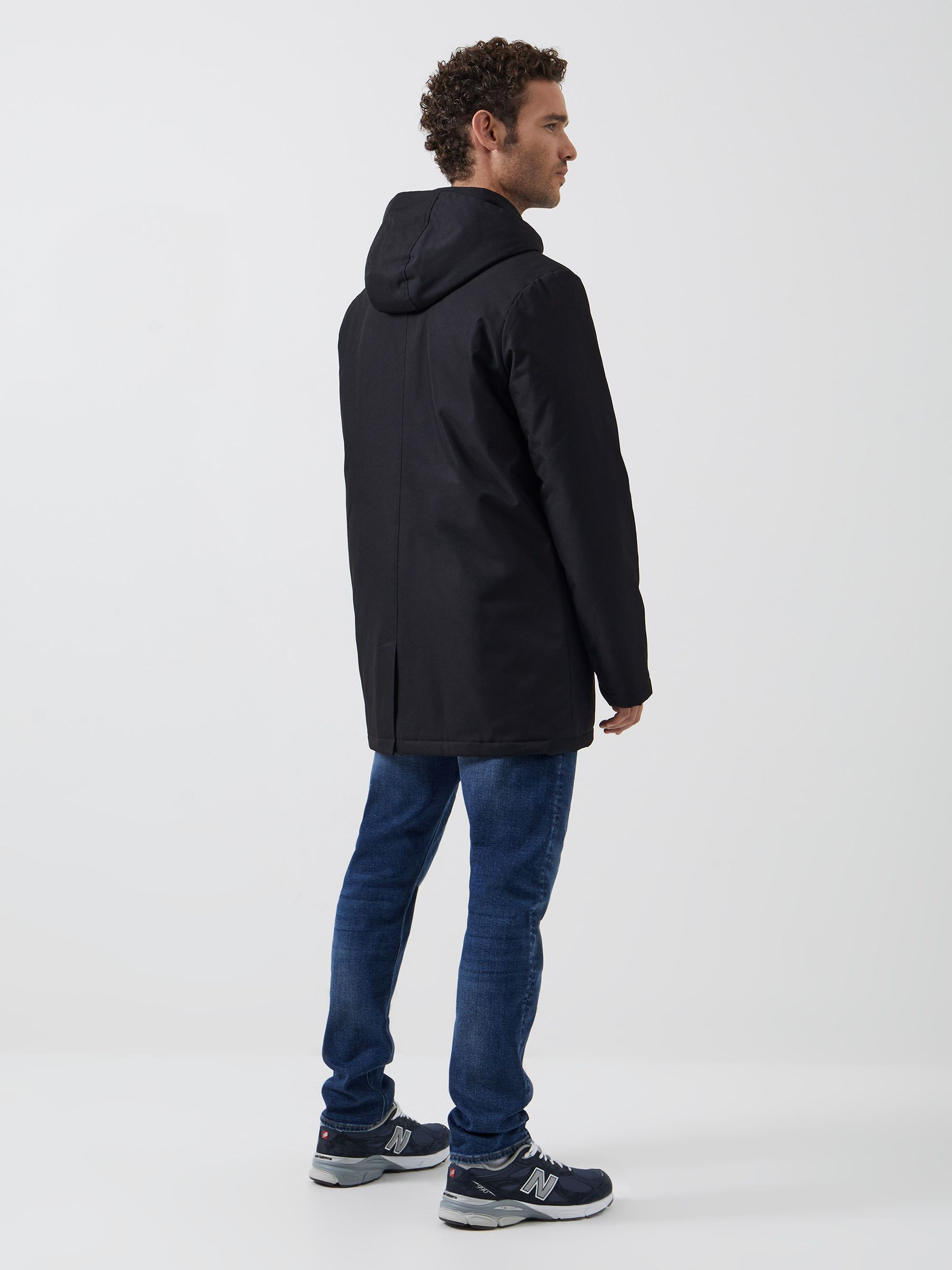 French Connection Black Hooded Trench Coat X Large Mens