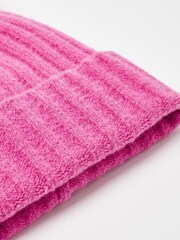 Oliver Bonas Pink Vibrant Rib Pom Knitted Hat - Image 4 of 4
