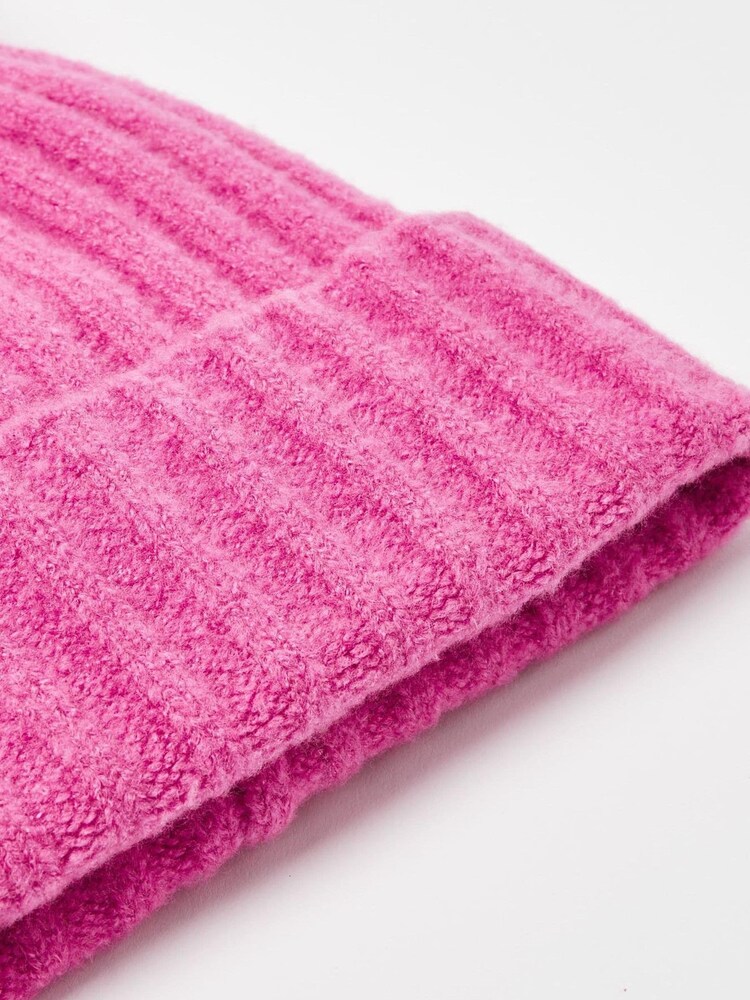 Oliver Bonas Pink Vibrant Rib Pom Knitted Hat - Image 4 of 4 Oliver Bonas Pink Vibrant Rib Pom Knitted Hat - Image 4 of 4