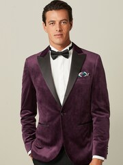 Burgundy Slim Velvet Blazer - Image 1 of 11