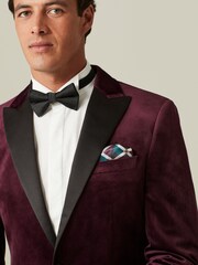 Burgundy Slim Velvet Blazer - Image 4 of 11