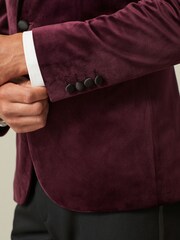 Burgundy Slim Velvet Blazer - Image 5 of 11