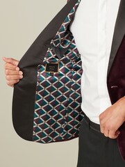 Burgundy Slim Velvet Blazer - Image 6 of 11