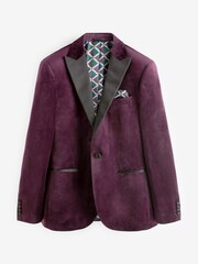 Burgundy Slim Velvet Blazer - Image 7 of 11
