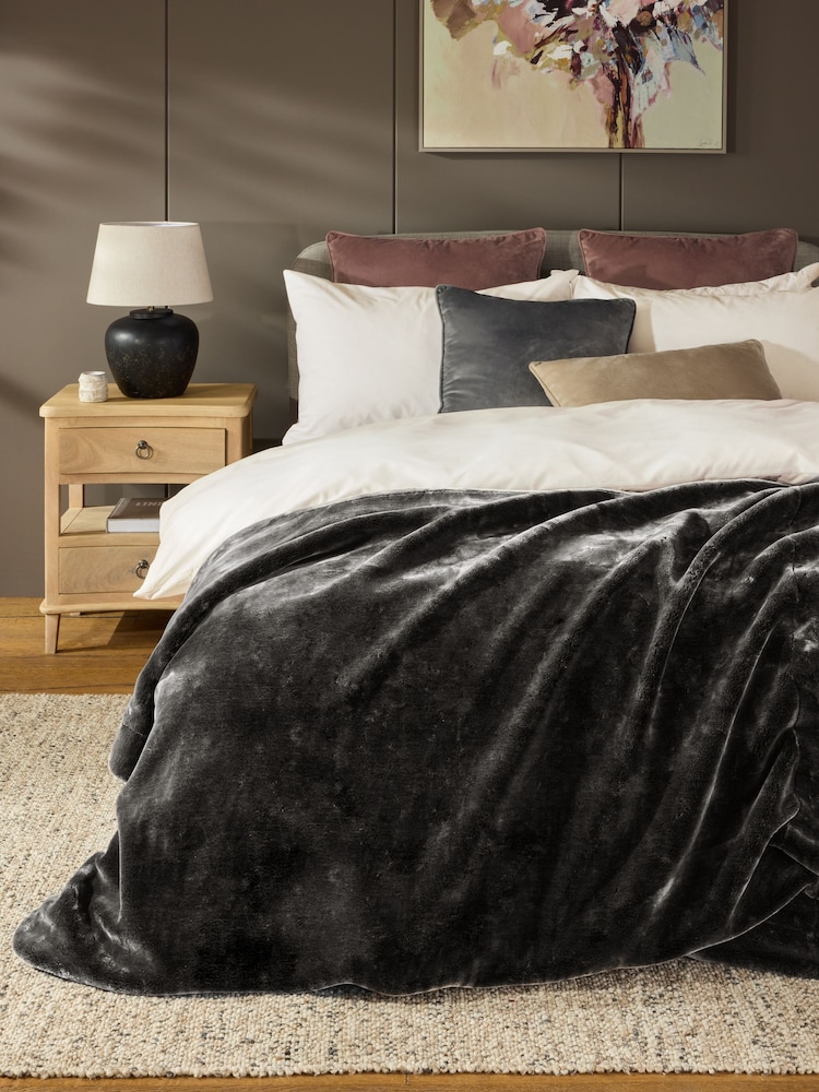 Charcoal Grey Ariana Faux Fur Throw - Image 1 of 5 Charcoal Grey Ariana Faux Fur Throw - Image 1 of 5