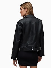 AllSaints Black Dren Contrast Biker Jacket - Image 2 of 8