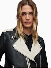 AllSaints Black Dren Contrast Biker Jacket - Image 6 of 8