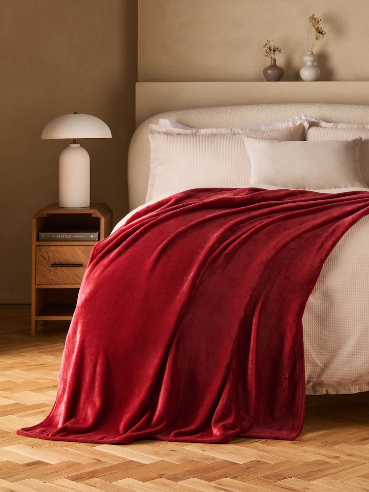 Red Plush Fleece Throw - Image 1 of 5