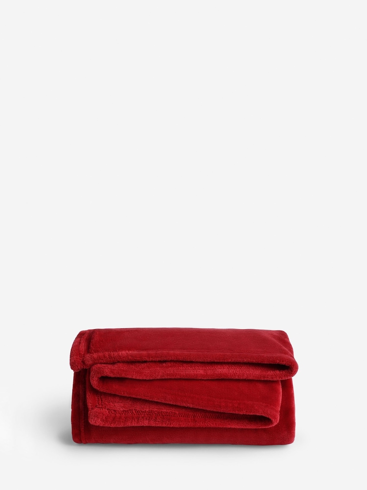 Red Plush Fleece Throw - Image 5 of 5