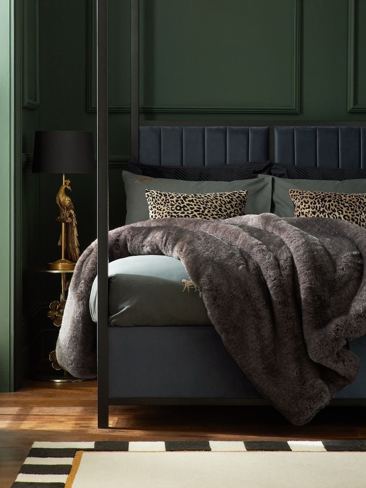 Charcoal Grey Josephine Faux Fur Throw - Image 2 of 4